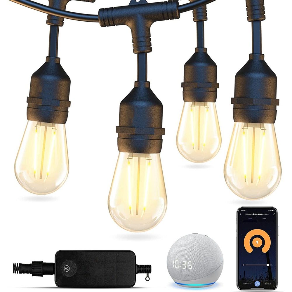 SL102 LED Dimmable Smart Bistro Outdoor String Lights – Sun Bright Lighting