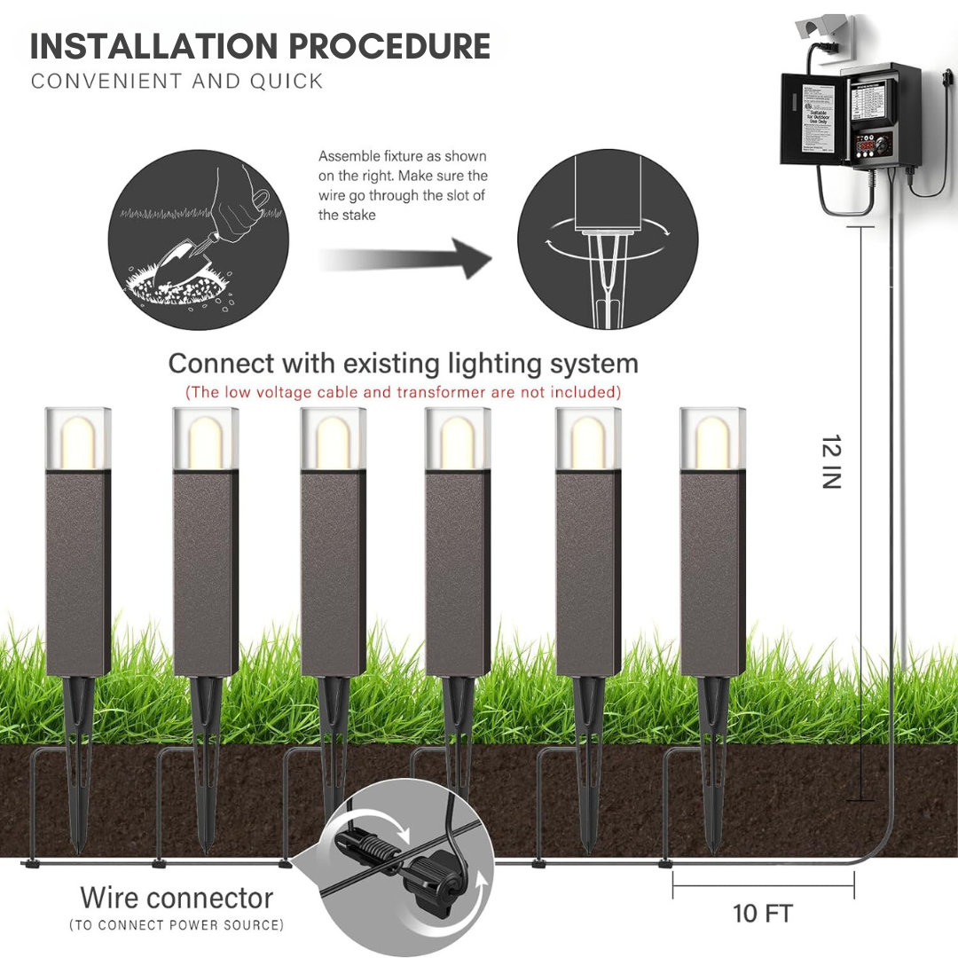 ALP51 8-Pack LED Landscape Pathway Lights Package, 2700K 2W Low Voltage 12V AC Bronze Bollard Outdoor Landscape Lighting