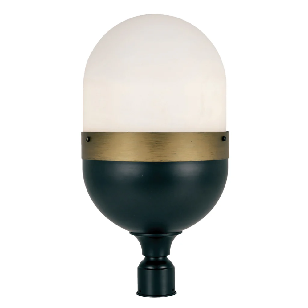 Brian Patrick Flynn Capsule 3 Light Outdoor Post Light 12.25"x23.25" Stainless Steel and Glass Matte Black with Textured Gold Finish 120V 3 E26 Medium Base LED Bulb Sockets Casual Farmhouse Lantern for Patio, Garden, Exterior Posts