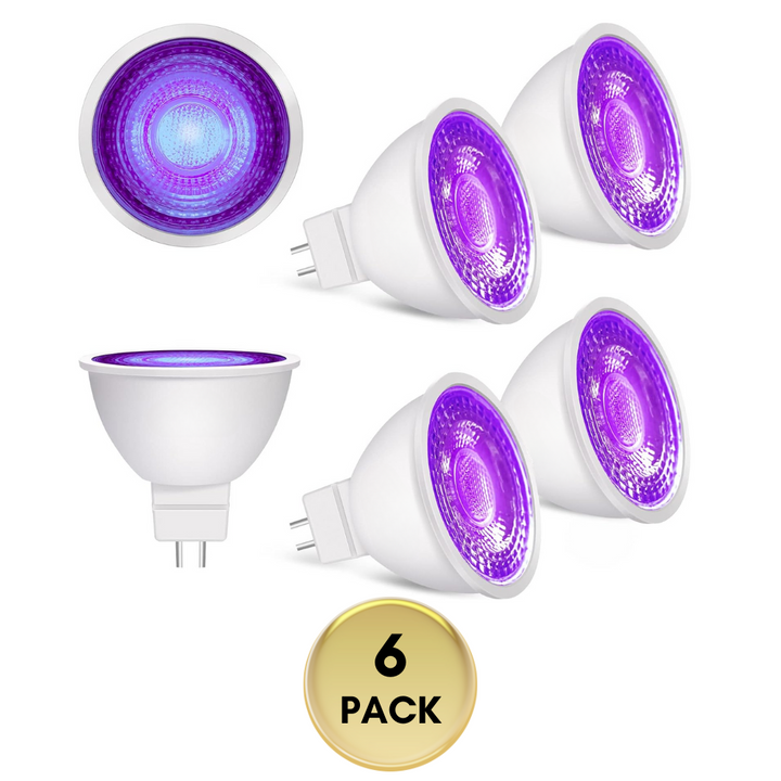 MR16 GU5.3 6-Pack 4W Purple LED Light Bulb, Energy Saving 12V Outdoor Holiday and Party Lighting