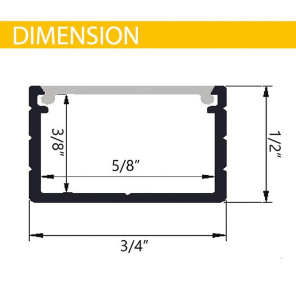 BN269 Rectangular 8 ft Aluminum Channel 10 Pack LED Strip Light Cover End Caps