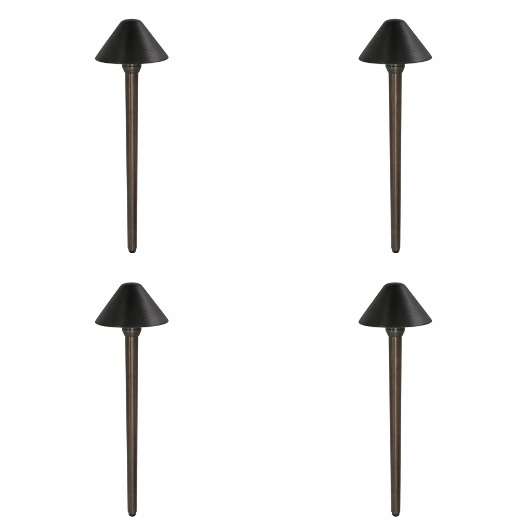 PL80B with G4 3W 3000K 4x/8x/12x Package Solid Brass Mushroom Hat Path Light - Light Bronze Finish Low Voltage Landscape Lighting