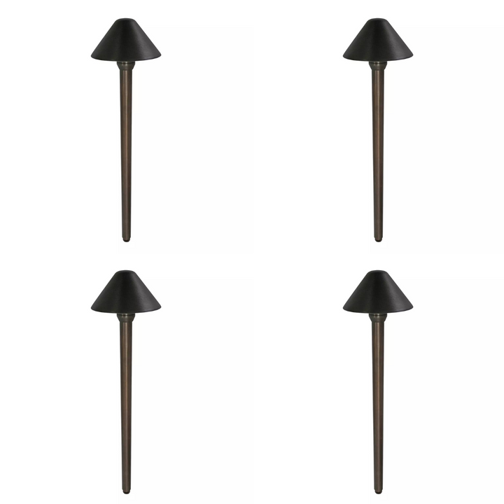 PL80B with G4 3W 3000K 4x/8x/12x Package Solid Brass Mushroom Hat Path Light - Light Bronze Finish Low Voltage Landscape Lighting