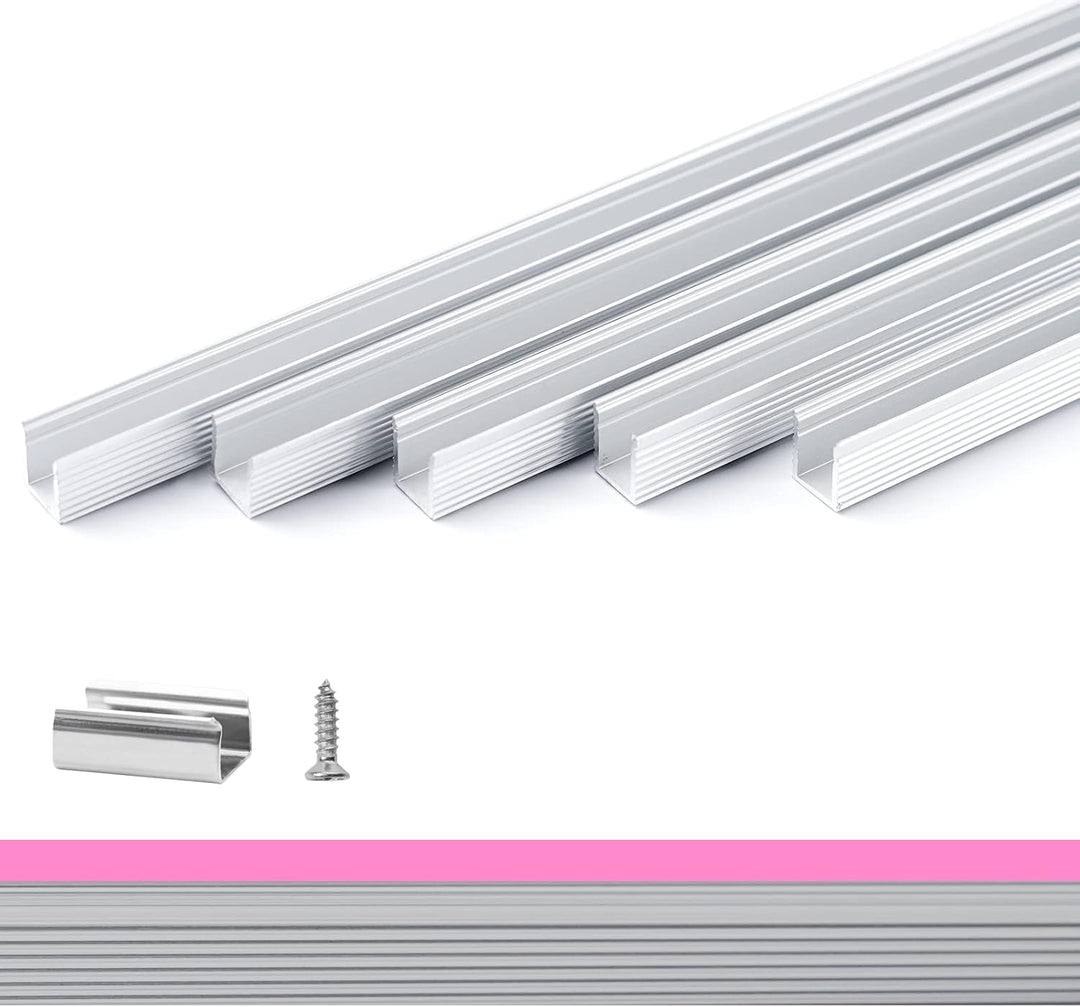 Aluminum Channel 3.3FT/1M For 6x12mm LED Silicon Neon Strip Lights Package