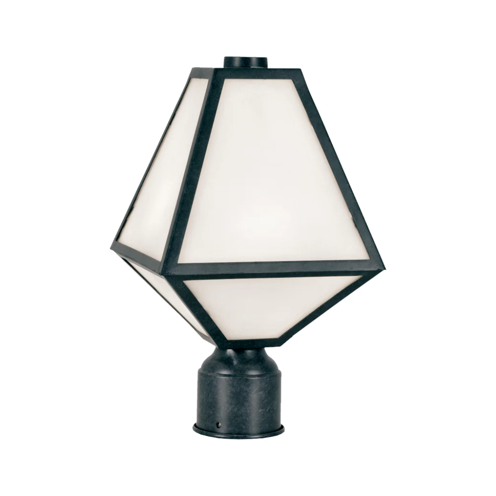 Brian Patrick Flynn Glacier 1 Light Outdoor Post Light 8"x15.5" Stainless Steel and Glass Charcoal Black Finish 120V 1 E26 Medium Base LED Bulb Socket Casual Farmhouse Lantern for Patio, Garden, Exterior Posts