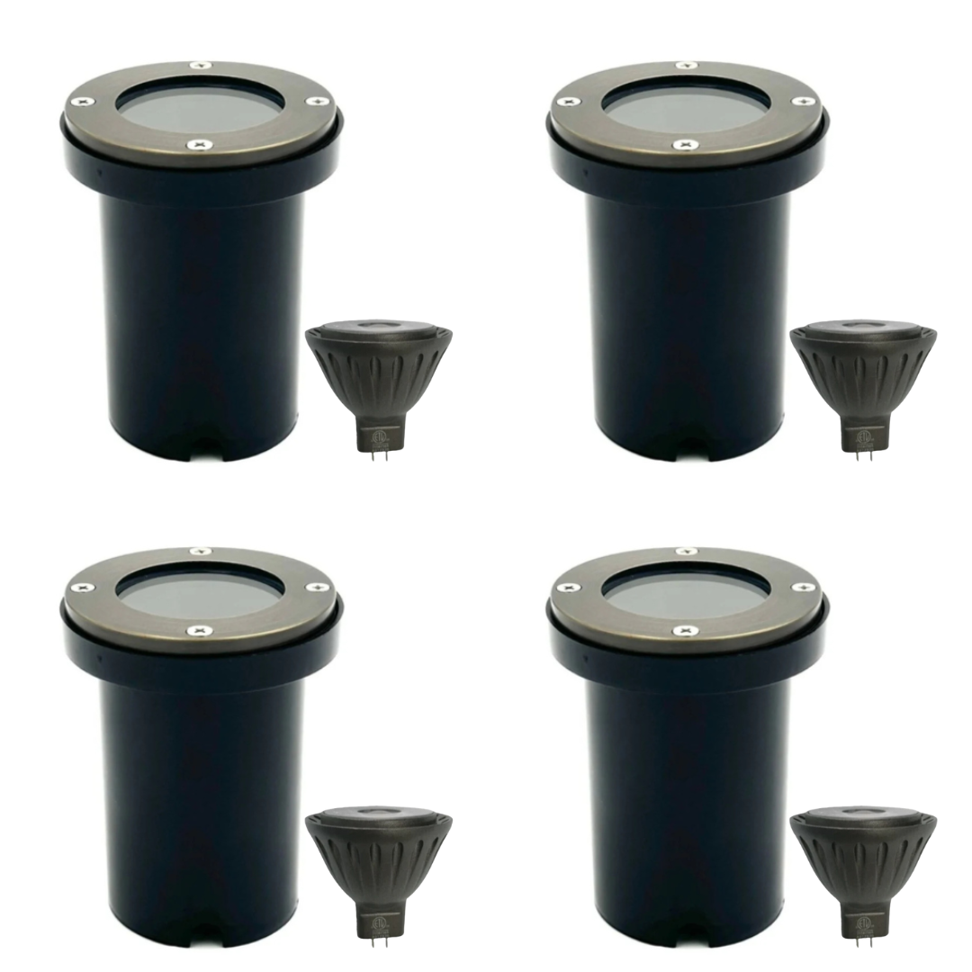 UNBP06 Rein Brown Brass In-Ground Well Light 4x/8x/12x MR16 4W Dimmable 2700K Package Low Voltage Outdoor Lighting