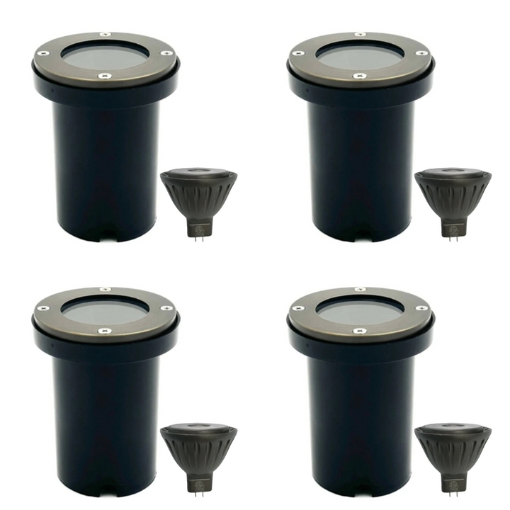 UNBP06 Rein Brown Brass In-Ground Well Light 4x/8x/12x MR16 4W Dimmable 2700K Package Low Voltage Outdoor Lighting