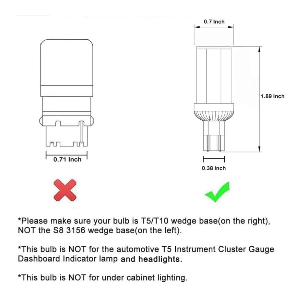 T5 T10 4W 12V LED Wedge Base Light Bulbs Energy Saving Light Bulb