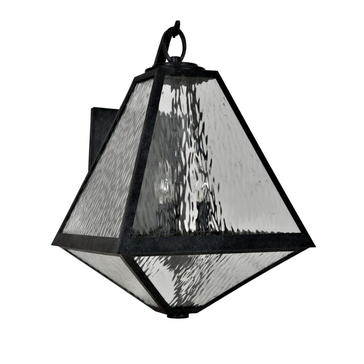 Brian Patrick Flynn Glacier 3 Light Outdoor Sconce 14"x21" Stainless Steel and Water Glass Black Charcoal Finish 120V 3 E12 Candelabra Base LED Bulb Sockets for Patio, Garden, Interior and Exterior Walls