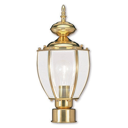 2009 Outdoor Classics 1 E26 Medium Base Light Bulb Socket Outdoor Post Top Lantern 16.5"x7" Solid Brass Lantern and Clear Glass Antique and Polished Brass Finish 120V for Garden, Exterior Posts