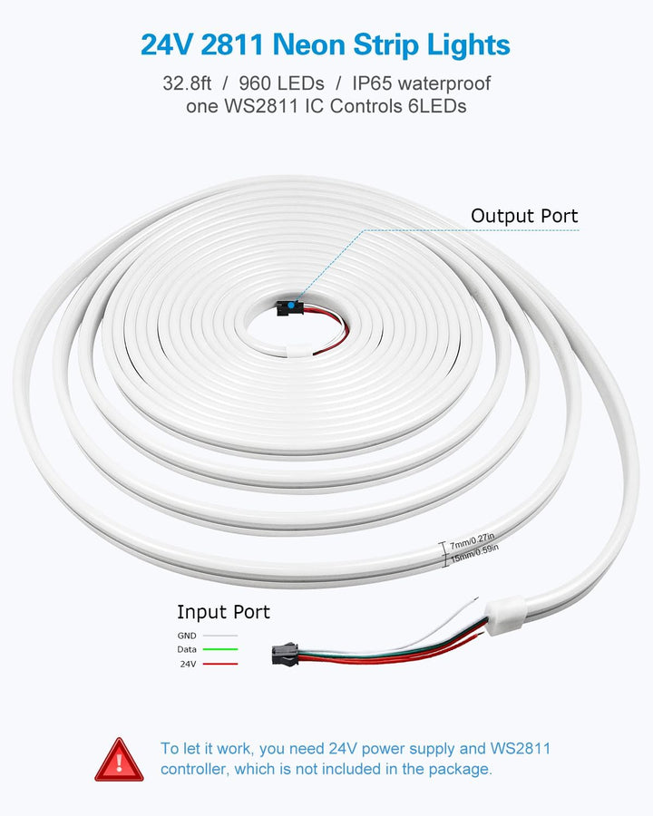 SLNR04 DC 12V/24V Dotless Color Neon RGB+IC LED Strip Light Indoor and Outdoor Rated Dimmable Low Voltage Strip Light