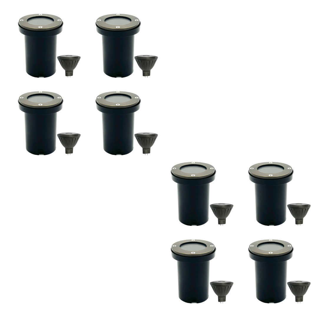 UNBP06 Rein Brown Brass In-Ground Well Light 4x/8x/12x MR16 4W Dimmable 2700K Package Low Voltage Outdoor Lighting