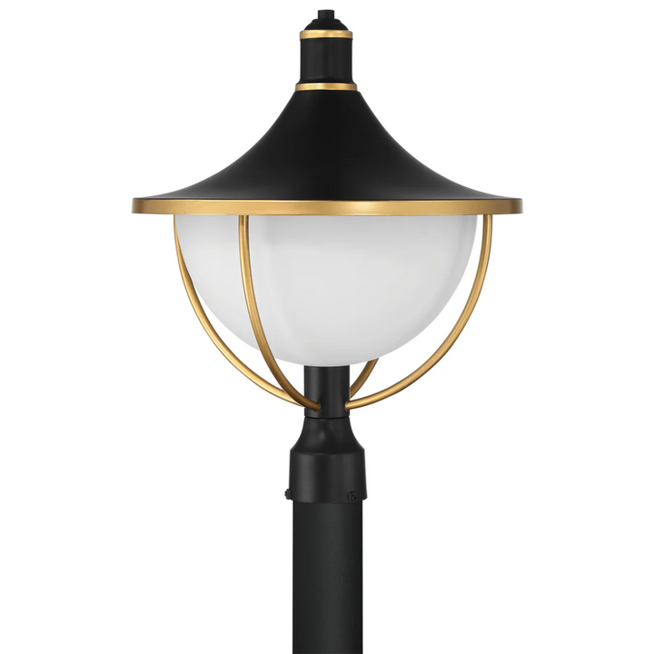 Atlas 1 Light Outdoor Post Light 16.5"x20.75" Stainless Steel and Glass Matte Black with Textured Gold Finish 120V 1 E26 Medium Base LED Bulb Sockets Casual Farmhouse Lantern for Patio, Garden, Exterior Posts