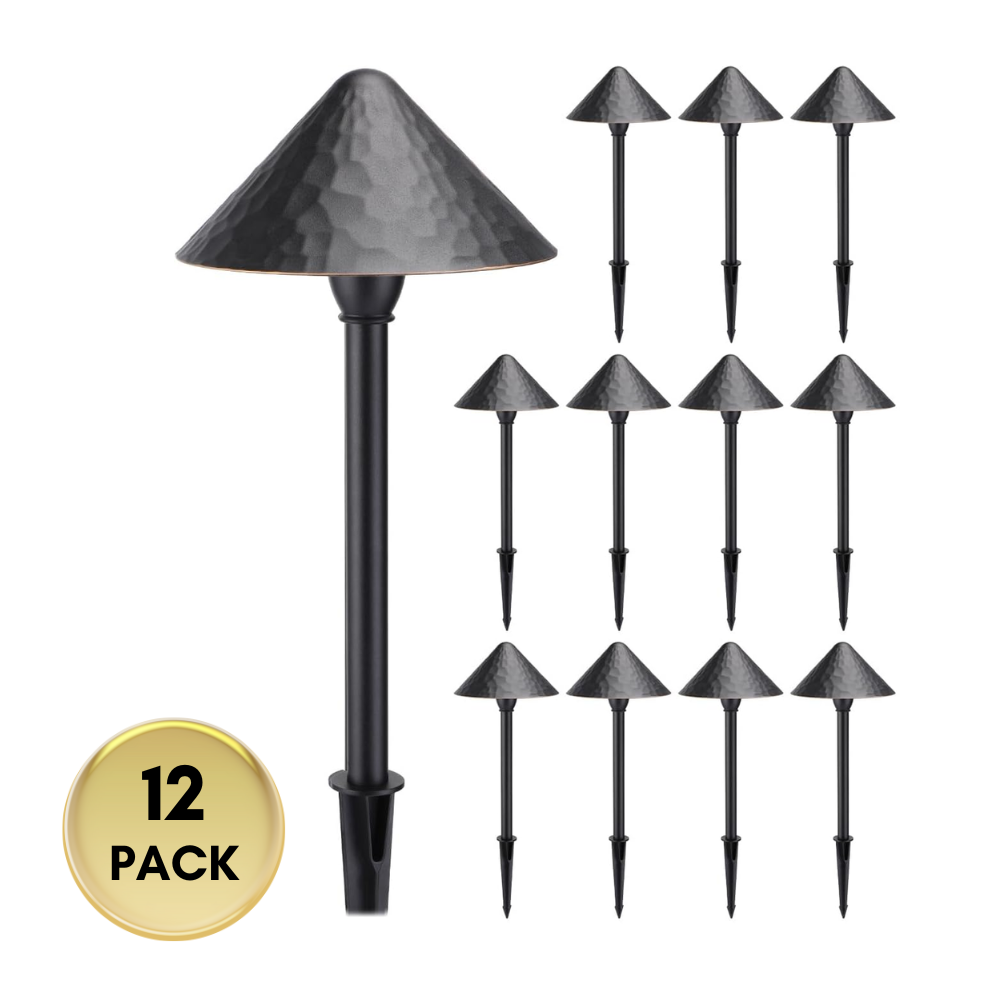 ALP49 12-Pack 3W LED Low Voltage Cast Aluminum Landscape Pathway Lights Package, Driveway Walkway Light