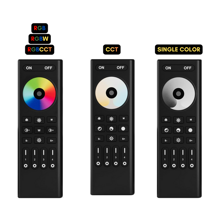 4-Zone RF 2.4GHz Dual White Wireless Remote Kit Tuya-Compatible for CCT Control DC5V-24V LED Strip 5050 SMD FCOB COB CCT RGB RGBW RGBCCT Single Color