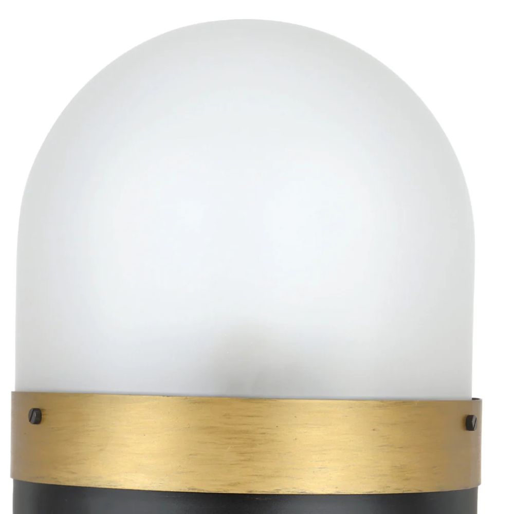 Brian Patrick Flynn Capsule 3 Light Outdoor Post Light 12.25"x23.25" Stainless Steel and Glass Matte Black with Textured Gold Finish 120V 3 E26 Medium Base LED Bulb Sockets Casual Farmhouse Lantern for Patio, Garden, Exterior Posts