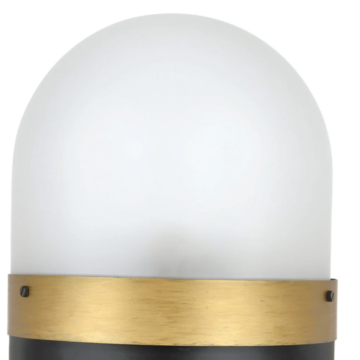 Brian Patrick Flynn Capsule 3 Light Outdoor Post Light 12.25"x23.25" Stainless Steel and Glass Matte Black with Textured Gold Finish 120V 3 E26 Medium Base LED Bulb Sockets Casual Farmhouse Lantern for Patio, Garden, Exterior Posts