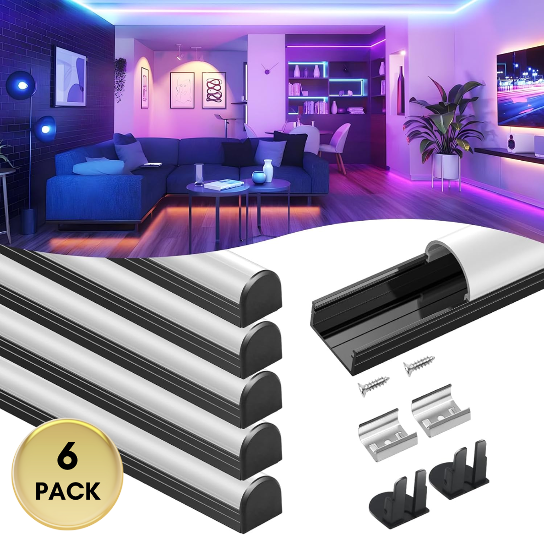 AC09 U-Shaped Spotless Aluminum Channel 3.3FT/1M For Max 16mm Width LED Strip Lights Pack of 6 and 10