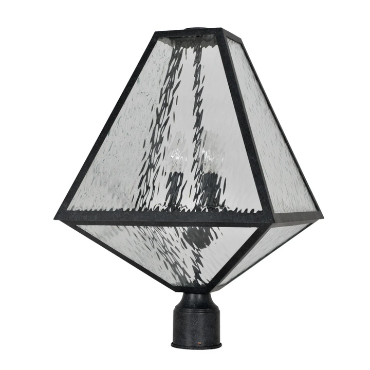 Brian Patrick Flynn Glacier 3 Light Outdoor Post Light 14"x21" Stainless Steel and Water Glass Charcoal Black Finish 120V 3 E12 Candelabra Base LED Bulb Sockets Casual Farmhouse Lantern for Patio, Garden, Exterior Posts