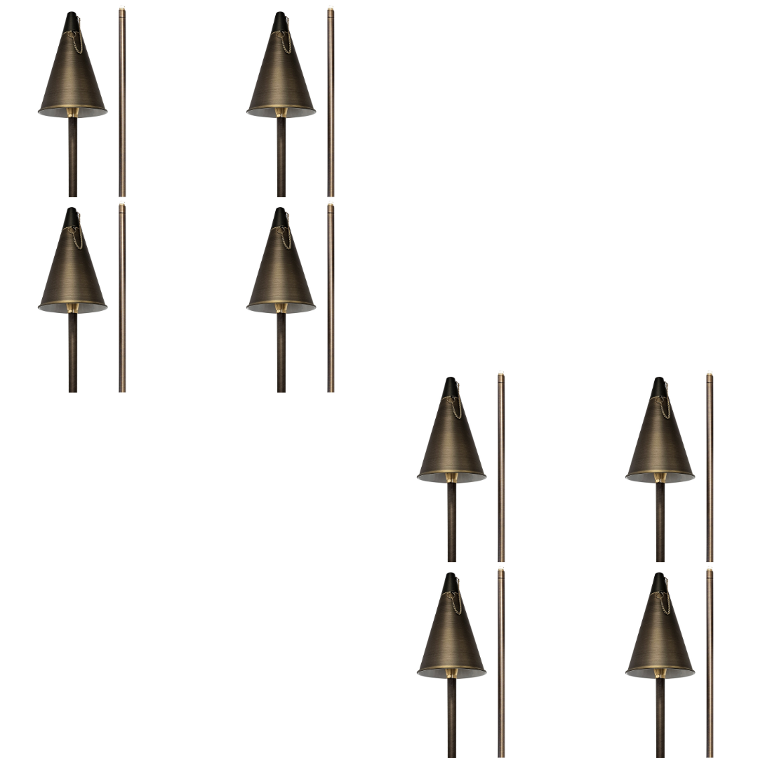 PL77B with G4 3W 3000K 4x/8x/12x Package Solid Brass 60" Tiki Torch Path Light - Light Bronze Finish Low Voltage Landscape Lighting