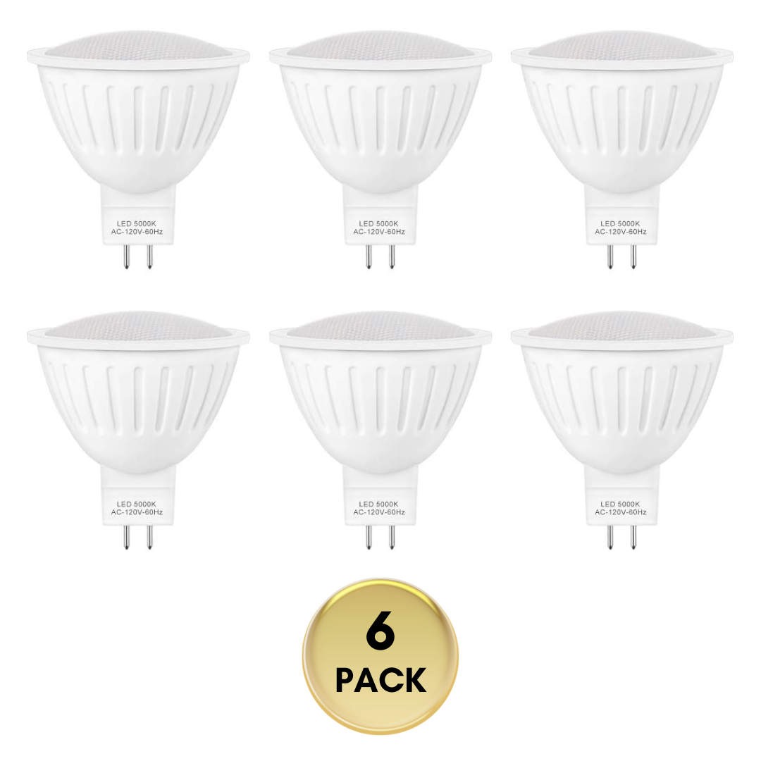 6-Pack MR16 5W 120V GU5.3 LED Bulbs Dimmable Energy Saving Light 120 Degree Beam Angle Line Voltage