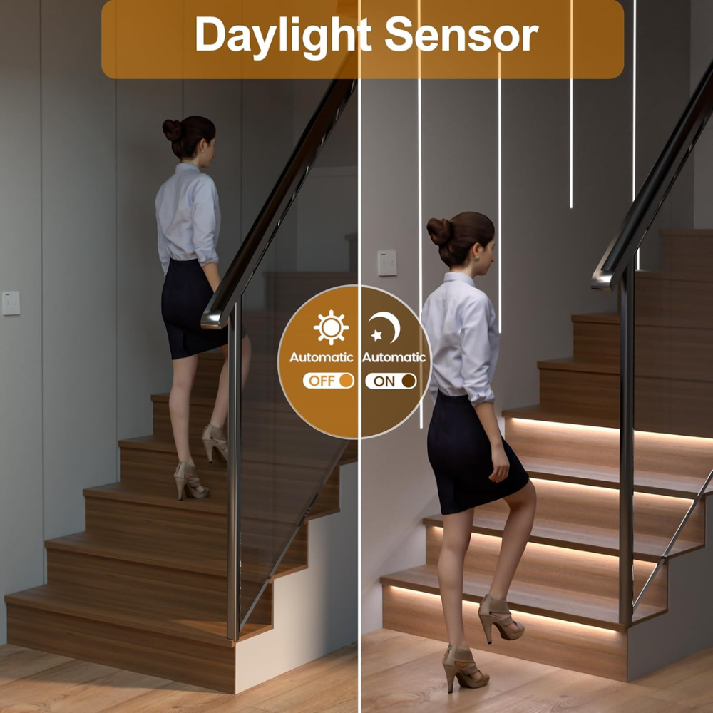 SLMS02 Intelligent LED COB Strip Light Stair Light Kit 12, 16 or 20 Stairs with Wall Switch 3000K Warm Whitre or 6000K