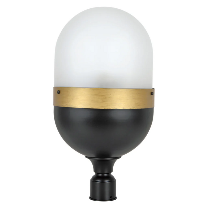 Brian Patrick Flynn Capsule 3 Light Outdoor Post Light 12.25"x23.25" Stainless Steel and Glass Matte Black with Textured Gold Finish 120V 3 E26 Medium Base LED Bulb Sockets Casual Farmhouse Lantern for Patio, Garden, Exterior Posts