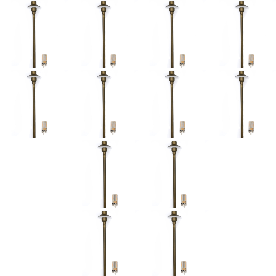 BPLP09 Tulay SH 18" Antique Brass Path Light 4x/8x/12x G4 2W Dimmable 2700K Package Low Voltage Outdoor Lighting