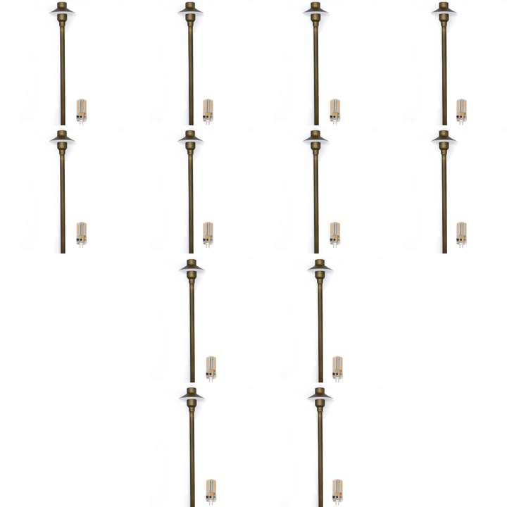 BPLP09 Tulay SH 18" Antique Brass Path Light 4x/8x/12x G4 2W Dimmable 2700K Package Low Voltage Outdoor Lighting