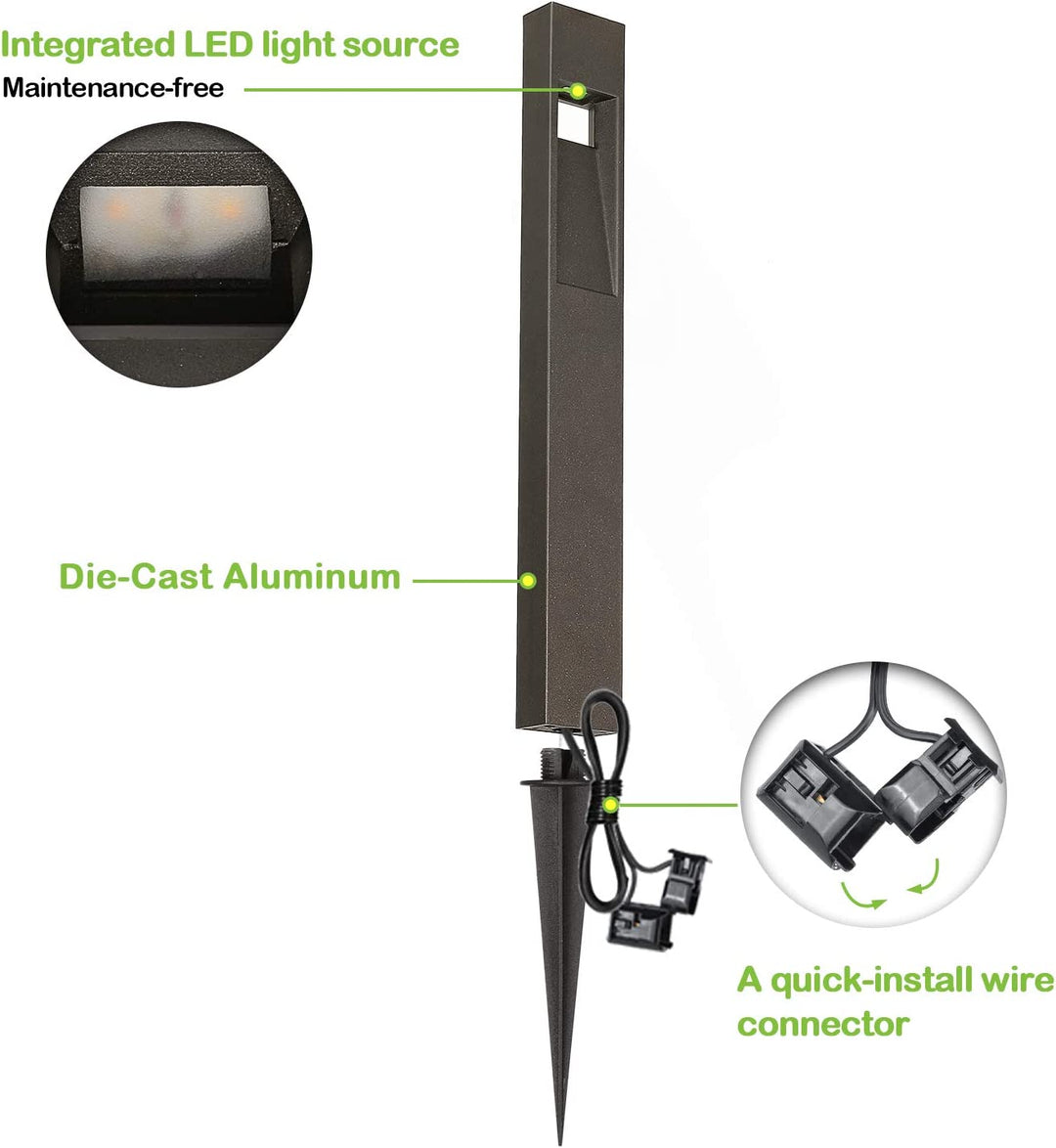 ALP24 4-Pack 2W 48LM Landscape Pathway Light Package, Matte Black Integrated LED Walkway Light, Die-Cast Aluminum, ETL Listed