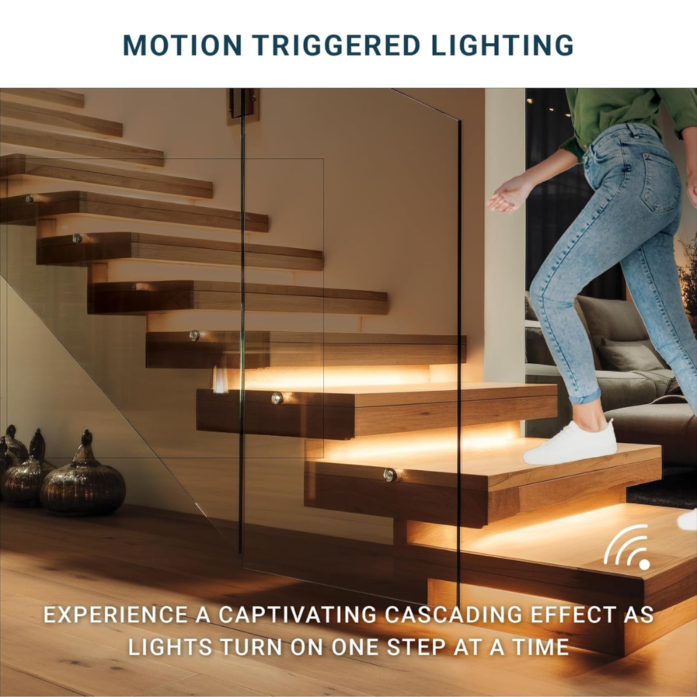 SLMS03 Intelligent LED COB Strip Light Stair Light Kit 10, 16 or 20 Stairs with Remote Control, Motion Sensor, RGB and Tunable 3000K-6000K