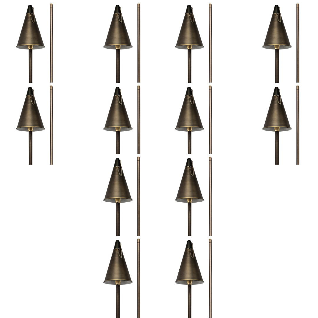 PL77B with G4 3W 3000K 4x/8x/12x Package Solid Brass 60" Tiki Torch Path Light - Light Bronze Finish Low Voltage Landscape Lighting