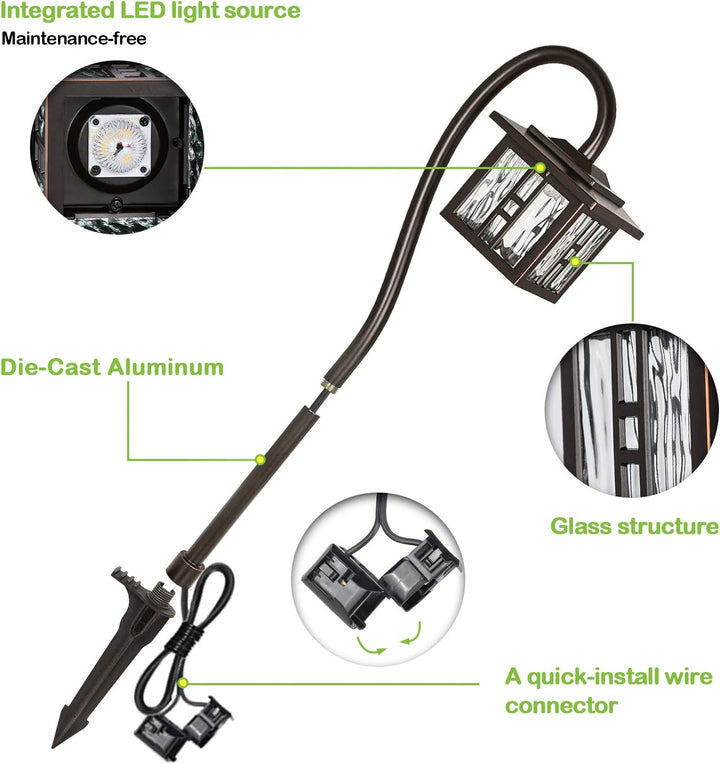 ALP23 4-Pack 3W 185LM LED Landscape Lighting Package, Oil-Rubbed Bronze Pathway Light, Die-Cast Aluminum, ETL Listed