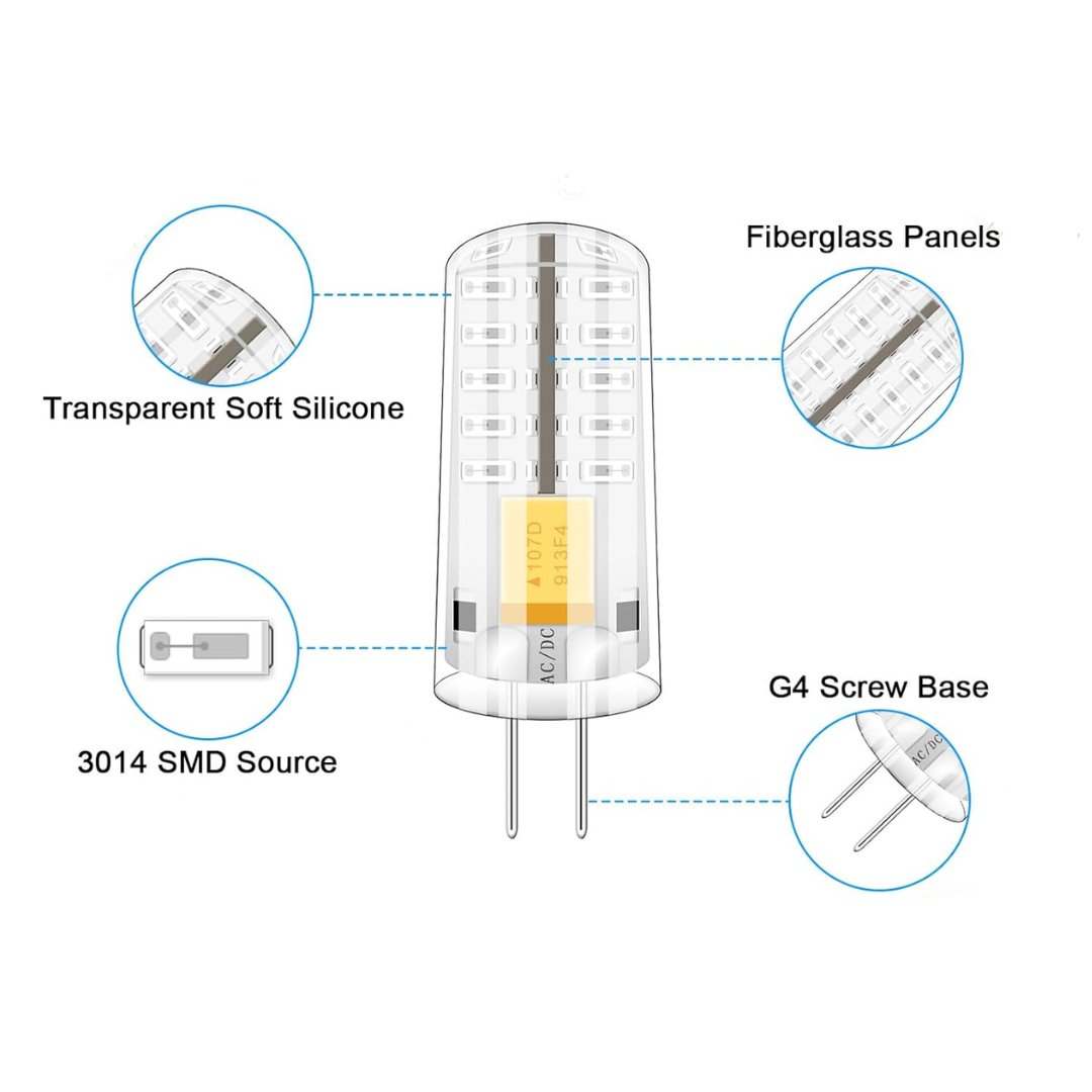 G4 2W Bi Pin 12V AC/DC Pack of 5 Single-Color Red/Green/Blue LED Capsule Light Bulb Energy Efficient Holiday Lighting