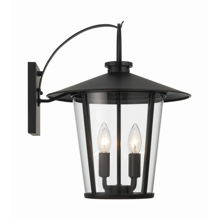 Andover 4 Light Outdoor Sconce 14"x17.25" Stainless Steel and Clear Glass Black Matte Finish 120V 4 E12 Candelabra Base LED Bulb Socket for Patio, Garden, Exterior Walls