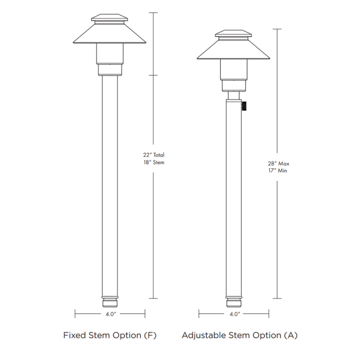 Brilliance Zion Low Voltage G4 Brass 4" Mushroom Hat Path Light with Fixed or Adjustable Stem Outdoor Landscape Lighting