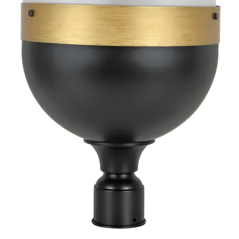 Brian Patrick Flynn Capsule 3 Light Outdoor Post Light 12.25"x23.25" Stainless Steel and Glass Matte Black with Textured Gold Finish 120V 3 E26 Medium Base LED Bulb Sockets Casual Farmhouse Lantern for Patio, Garden, Exterior Posts