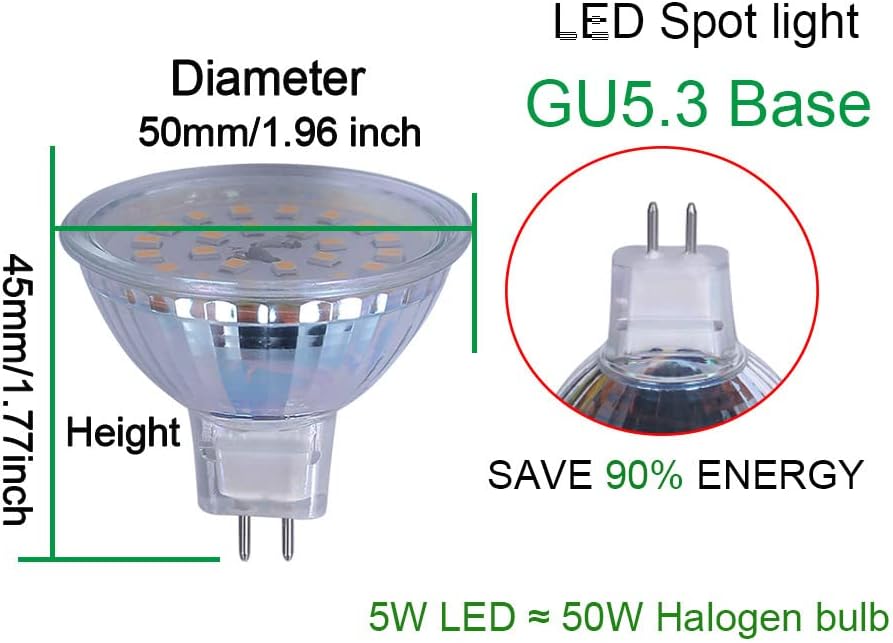 MR16 5W 12V LED Vidrio GU5.3 Bombilla | Accesorio de iluminación de paisaje