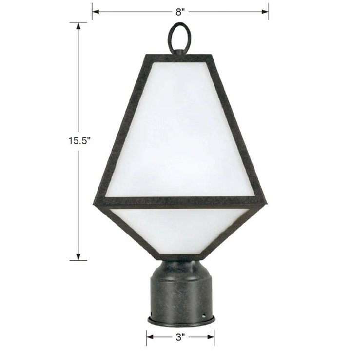 Brian Patrick Flynn Glacier 1 Light Outdoor Post Light 8"x15.5" Stainless Steel and Glass Charcoal Black Finish 120V 1 E26 Medium Base LED Bulb Socket Casual Farmhouse Lantern for Patio, Garden, Exterior Posts