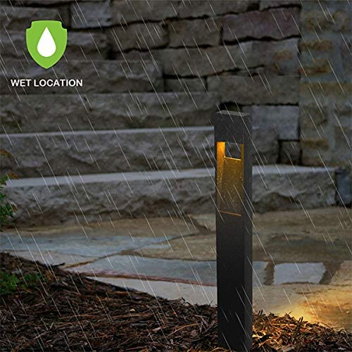 ALP59 Paquete de 4 luces LED de camino de bajo voltaje, iluminación de paisaje exterior, carcasa de aluminio, 5 W 12 V CA/CC luces de camino para entrada, jardín, césped, IP65 impermeable, 3000 K blanco cálido