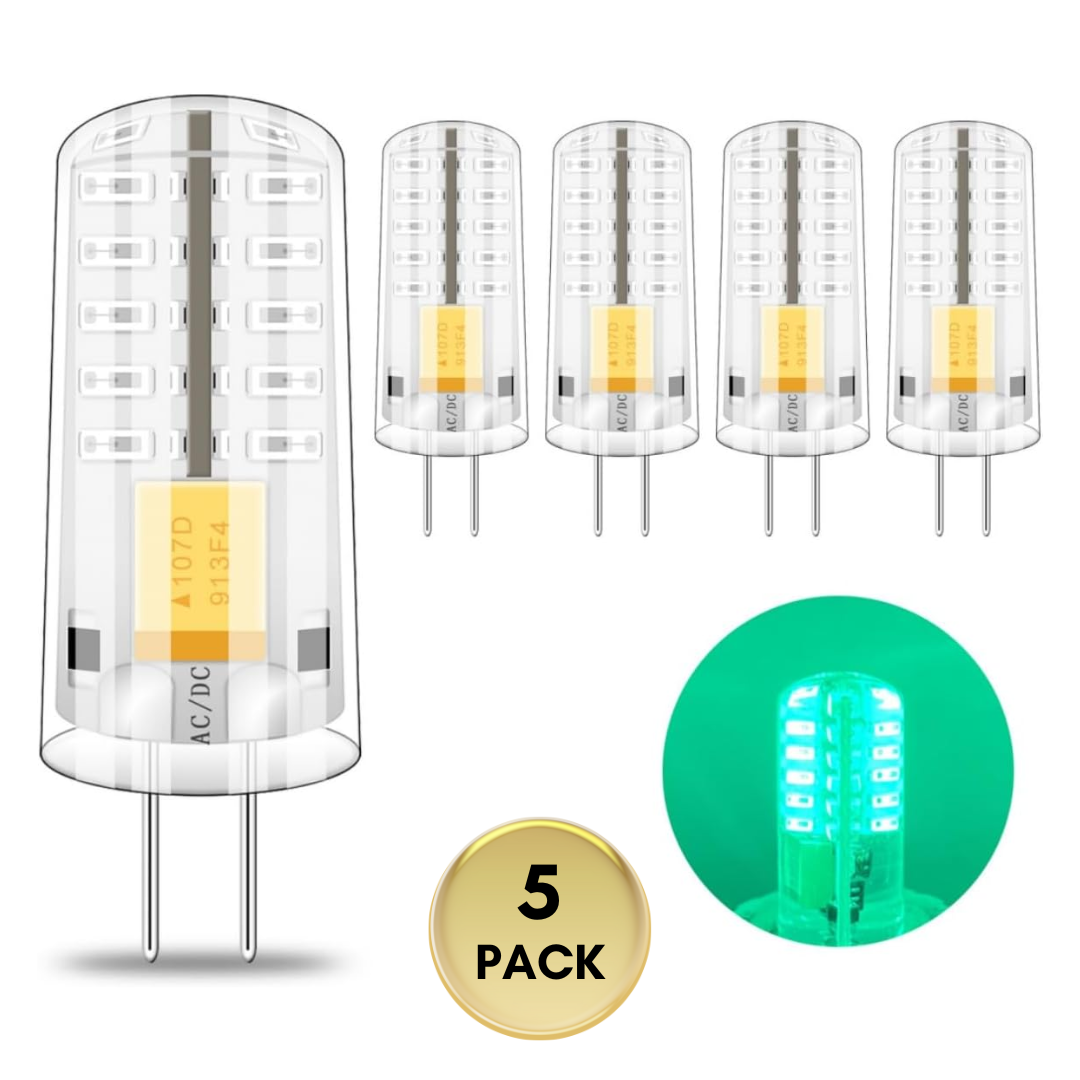 G4 2W Bi Pin 12V AC/DC Pack of 5 Single-Color Red/Green/Blue LED Capsule Light Bulb Energy Efficient Holiday Lighting