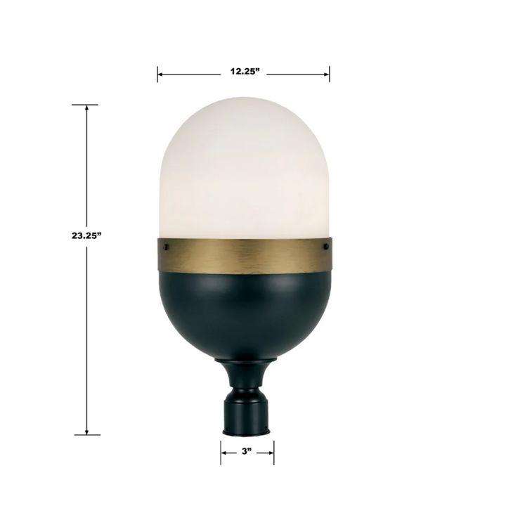 Brian Patrick Flynn Capsule 3 Light Outdoor Post Light 12.25"x23.25" Stainless Steel and Glass Matte Black with Textured Gold Finish 120V 3 E26 Medium Base LED Bulb Sockets Casual Farmhouse Lantern for Patio, Garden, Exterior Posts