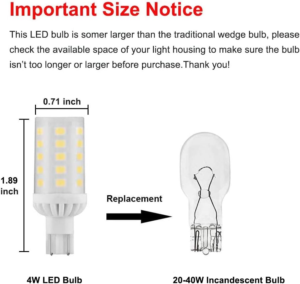 T5 T10 4W 12V LED Wedge Base Light Bulbs Energy Saving Light Bulb