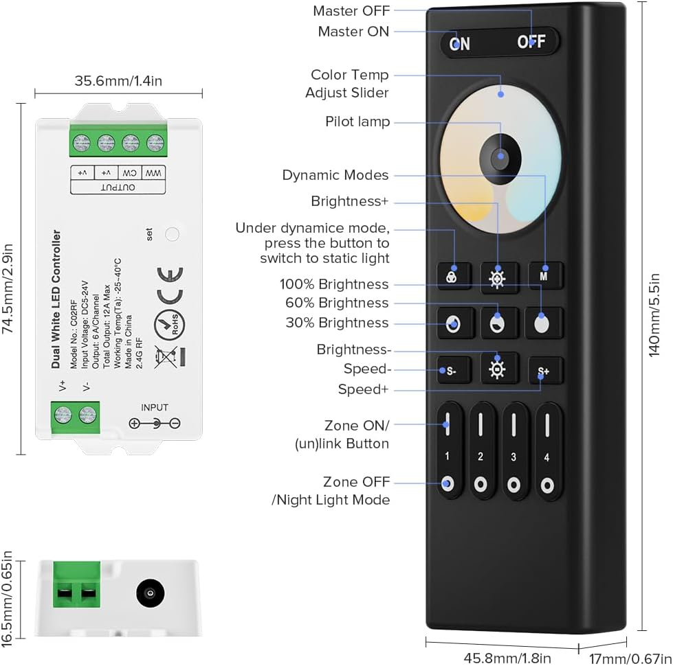 Milight Wireless 4-Zone RGBW Bombilla LED Control Remoto