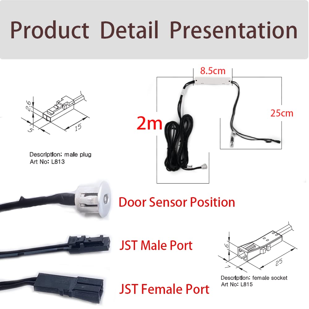 ID05 Double-Door Operated Recessed Mount Infrared Sensor Switch LED Automatic Controlling with JST Male and Female Connector