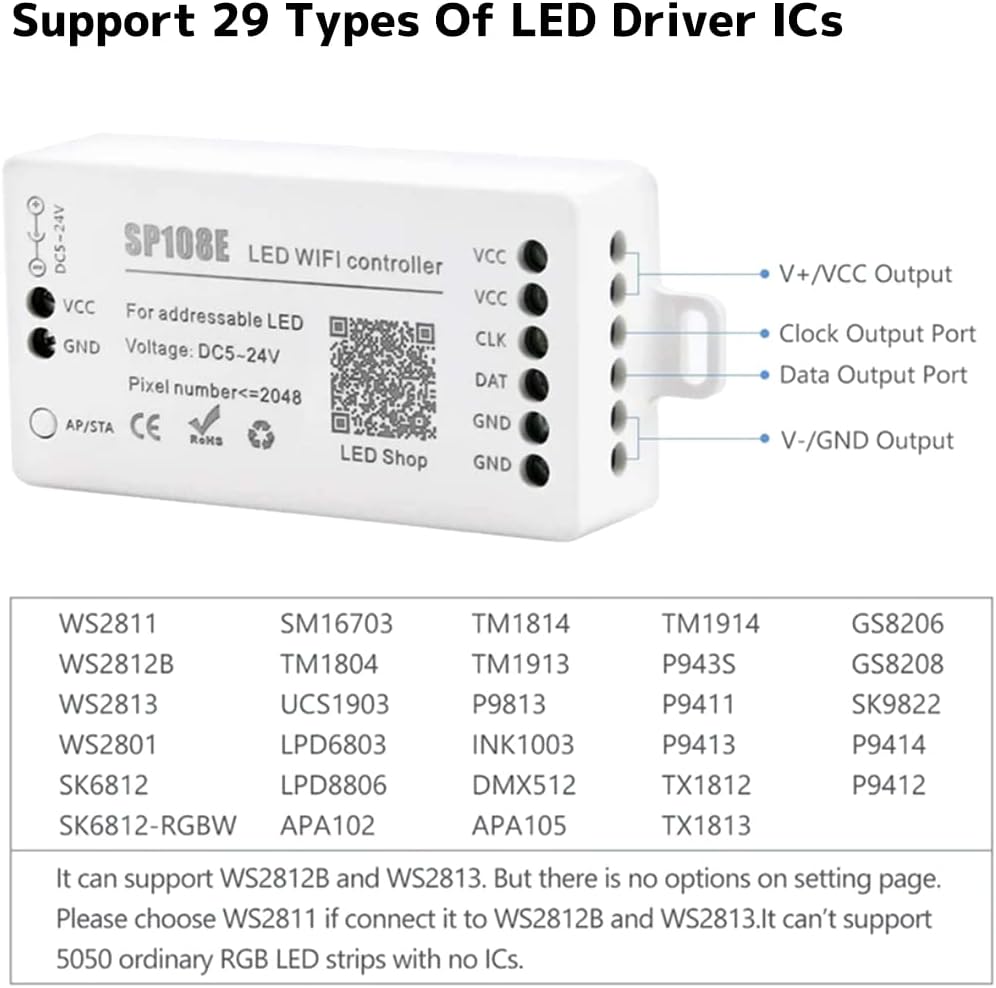 Tira de luces LED Miboxer WL5, controlador 5 en 1 para 5050 3528 2835, Control de aplicaciones para teléfonos inteligentes