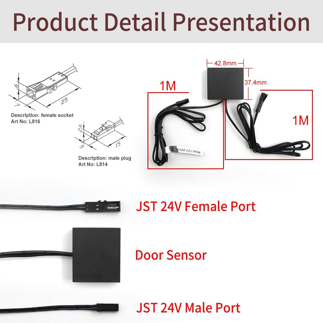 ID20 Double Door Operated Infrared Sensor Switch LED Automatic Controlling with JST Male and Female Connector