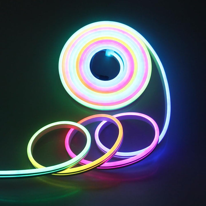 SLNR04 DC 12V/24V Dotless Color Neon RGB+IC LED Strip Light Indoor and Outdoor Rated Dimmable Low Voltage Strip Light