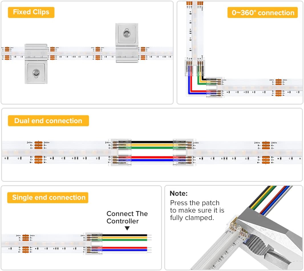 SLD19 Dotless Linear LED RGB+CCT 3000K-6000K COB 2.07W/ft Strip Lights IP30 Low Voltage DC24V Tape Light with Power Adapter Kit Available