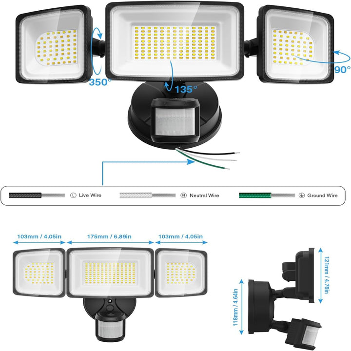 MLW3 Impermeable 30W LED Luces de inundación de seguridad para exteriores con sensor de movimiento